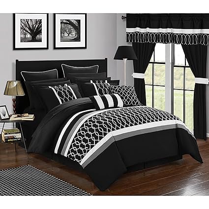 Amazon Com Chic Home 24 Piece Lance King Bed In A Bag