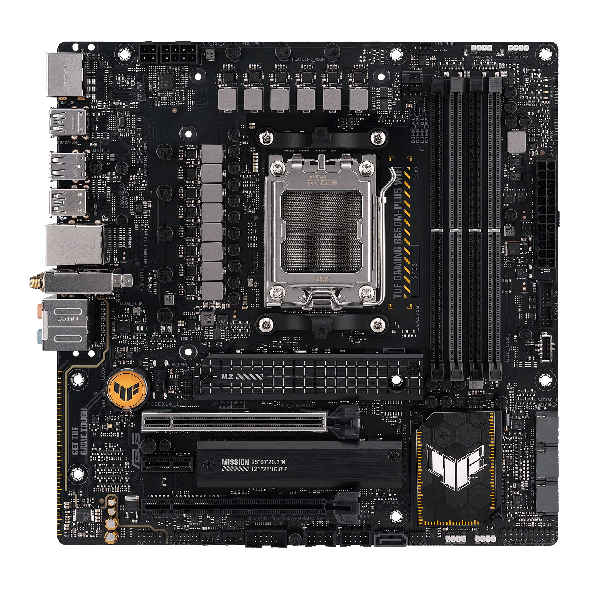 ASUS TUF Gaming B850M-PLUS WiFi Mainboard Sockel AMD AM5 (AMD B850, mATX, DDR5 Speicher, PCIe 5.0, 2X PCIe 4.0 M.2, WiFi 6E, Aura Sync)