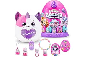 Rainbocorns Eggzania Surprise Mania Series 1 (Kitten) by ZURU, Collectible Plush Stuffed Animal, 5 Mini Eggs, Stickers, DIY Jewelry, Slime, Ages 3+ for Girls, Children