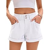 JMITHA Women Mid Rise Ripped Jean Shorts Casual Stretchy Denim Shorts Frayed Raw Hem