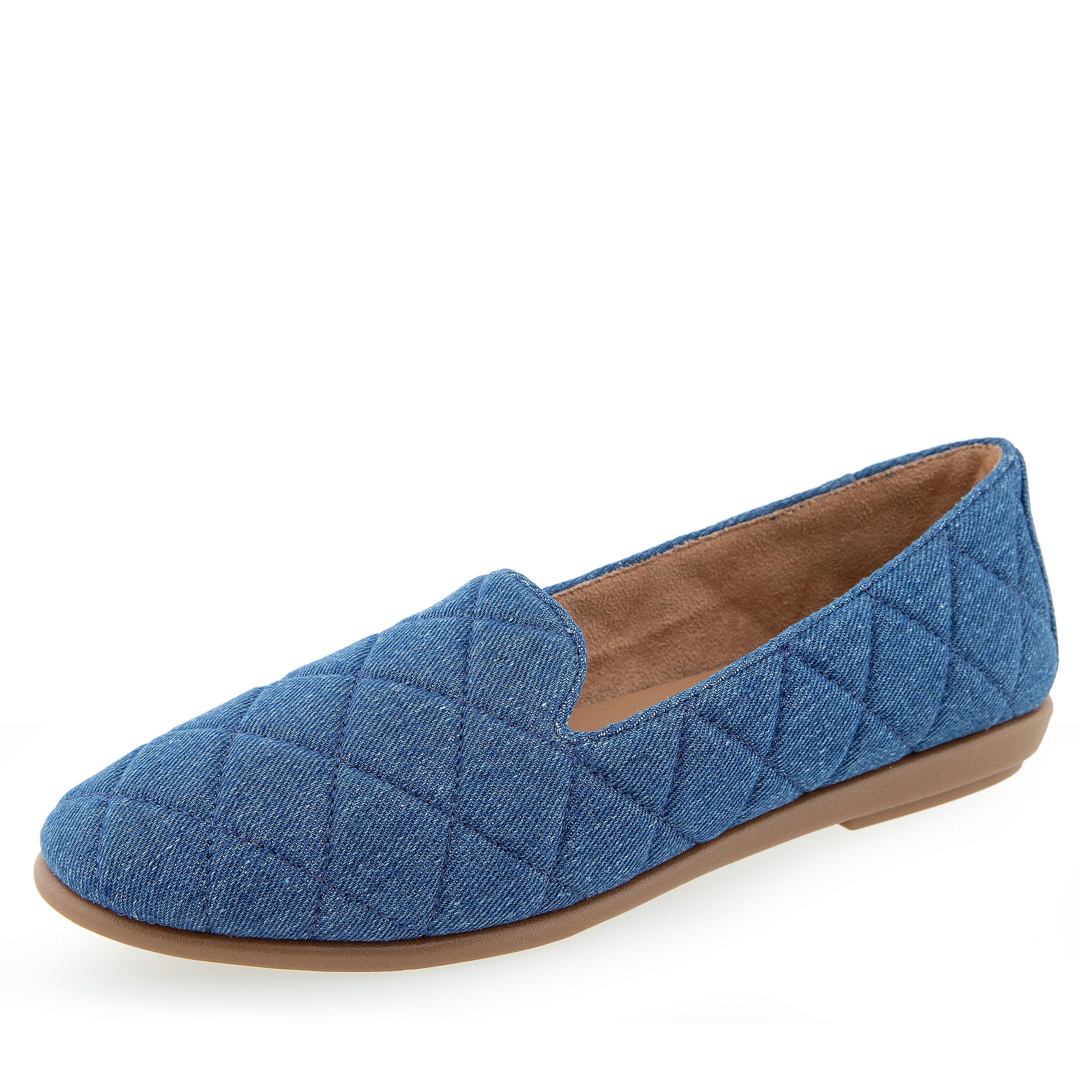 Aerosoles Women’s Betunia Loafer Flat, Med Blue Quilted Denim, 8 Wide