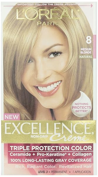 L Oreal Excellence 8 0 Medium Blonde Hair Color 1 Ct Amazon Com