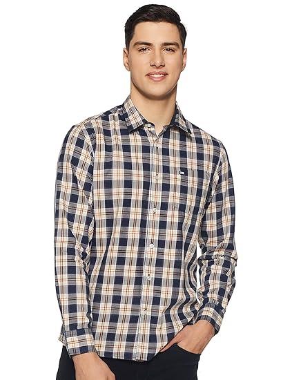 arrow sports men's checkered slim fit casual shirt