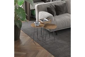 MOOGCO Round Nesting Set of 3, Modern Woodgrain Look Base for Living Room Coffee Tables or Nightstands - Coffee Table - Side End Table - Small Side Table