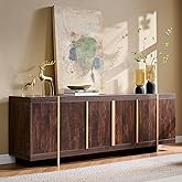 OKD Modern 70" TV Stand,Entertainment Center for TVs Up to 80",TV Console with Storage,Integrated Plinth,Handle-Free Hidden Doors Design,Media Console for Living Room,Bedroom(Dark Walnut)