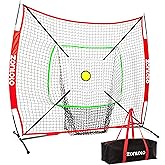 ZONLOLO 6x6ft Portable Baseball & Softball Net for Hitting and Pitching, with Sturdy Bow Frame and Carry Bag, Special Circular Target and Strike Zone for Accurate Throwing Practice, Great for Kids
