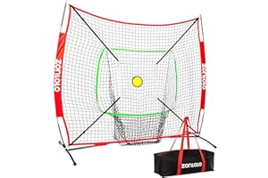 ZONLOLO 6x6ft Portable Baseball & Softball Net for Hitting and Pitching, with Sturdy Bow Frame and Carry Bag, Special Circular Target and Strike Zone for Accurate Throwing Practice, Great for Kids