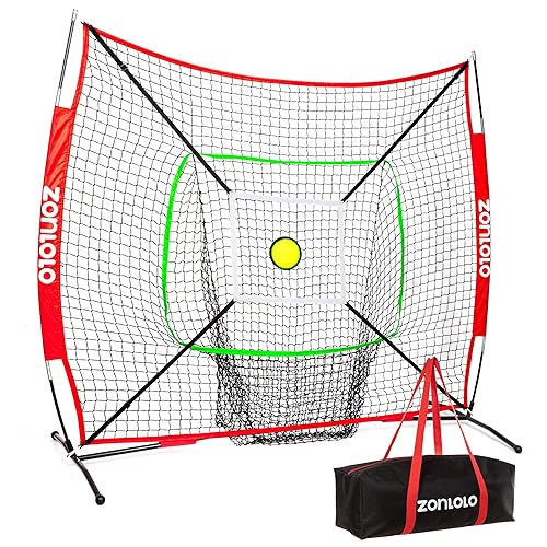 Soozier 6' x 6' Baseball Net for Hitting Pitching Practice with Carry Bag, Red