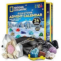 National Geographic Gemstone Advent Calendar 2025 - Advent Calendar for Kids Ages 6+ with 24 Gemstones, Rock Collection Chris