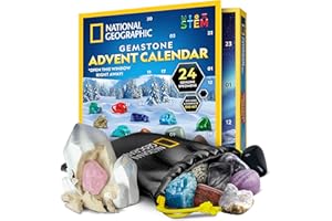 National Geographic Gemstone Advent Calendar 2025 - Advent Calendar for Kids Ages 6+ with 24 Gemstones, Rock Collection Chris
