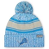 FOCO NFL Unisex-Adult NFL Team Logo Heather Stripe Pom Beanie Hat