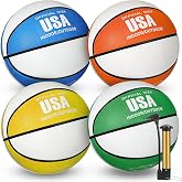 Libima 4 Pcs Rubber Basketball Bulk | Official Size for Kids Adult Youth, Training Streetball Basketball with Pump Indoor Outdoor, Training School Recess Equipment