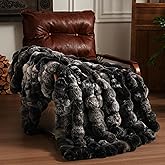 BENVWE Fluffy Faux Fur Throw Blanket for Couch, Soft Plush Thick Cozy Fuzzy Luxury Minky Bubble Blanket for Home Living Room Decor Gift for Women, Tie-dye Grey, 50" x 60", 1100GSM