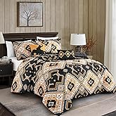 6-Piece Falesyia Western Cowboy Comforter Set Queen Size Black and Gold Rustic Bedding with Southwestern Horse Silhouette Pattern