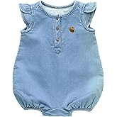 Carhartt baby-girls Short-sleeve Denim Henley Romper