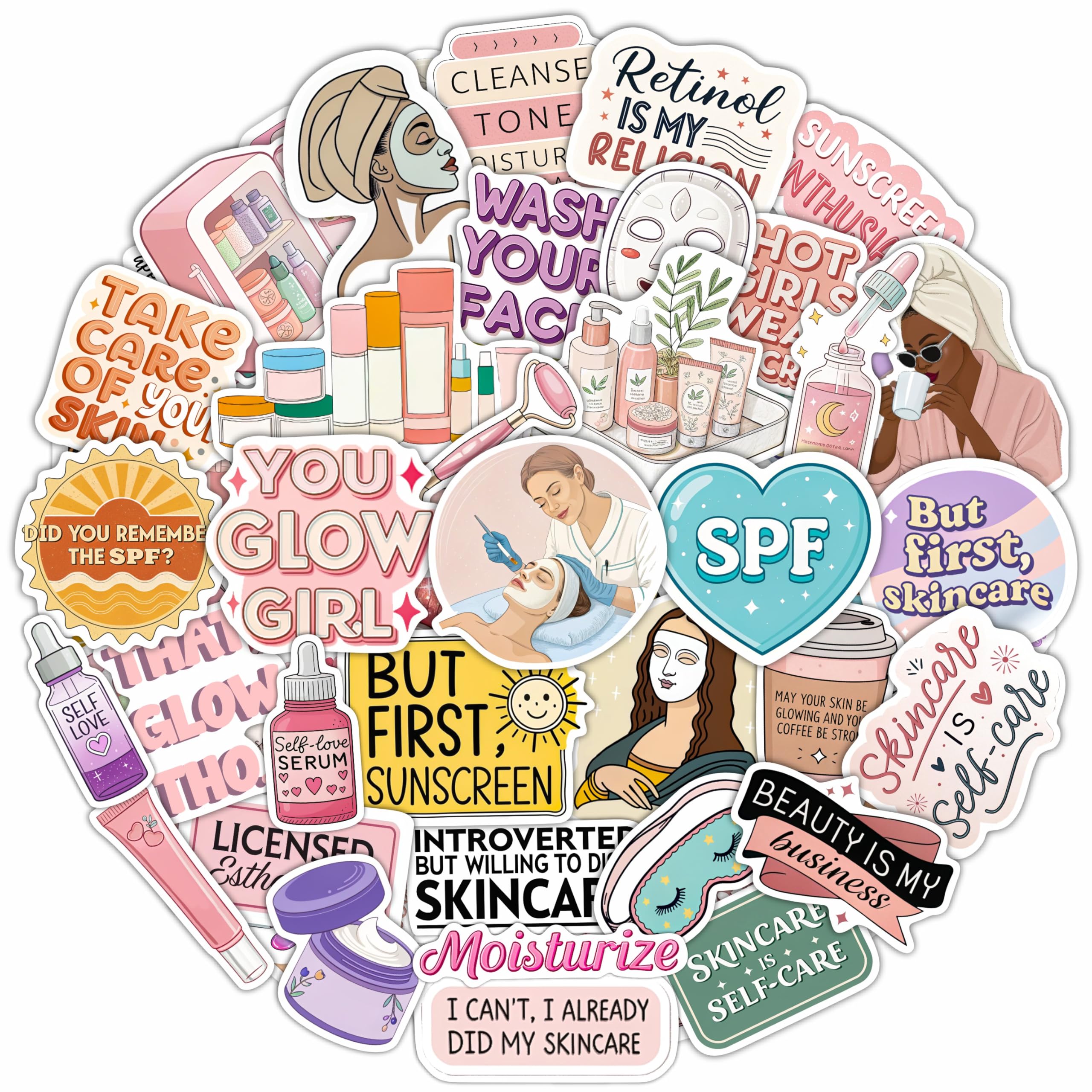 Photo 1 of 100Pcs Esthetician Stickers for Laptop, Skincare Stickers - Esthetician Party Supplies, Gifts - Gift for Women & Men