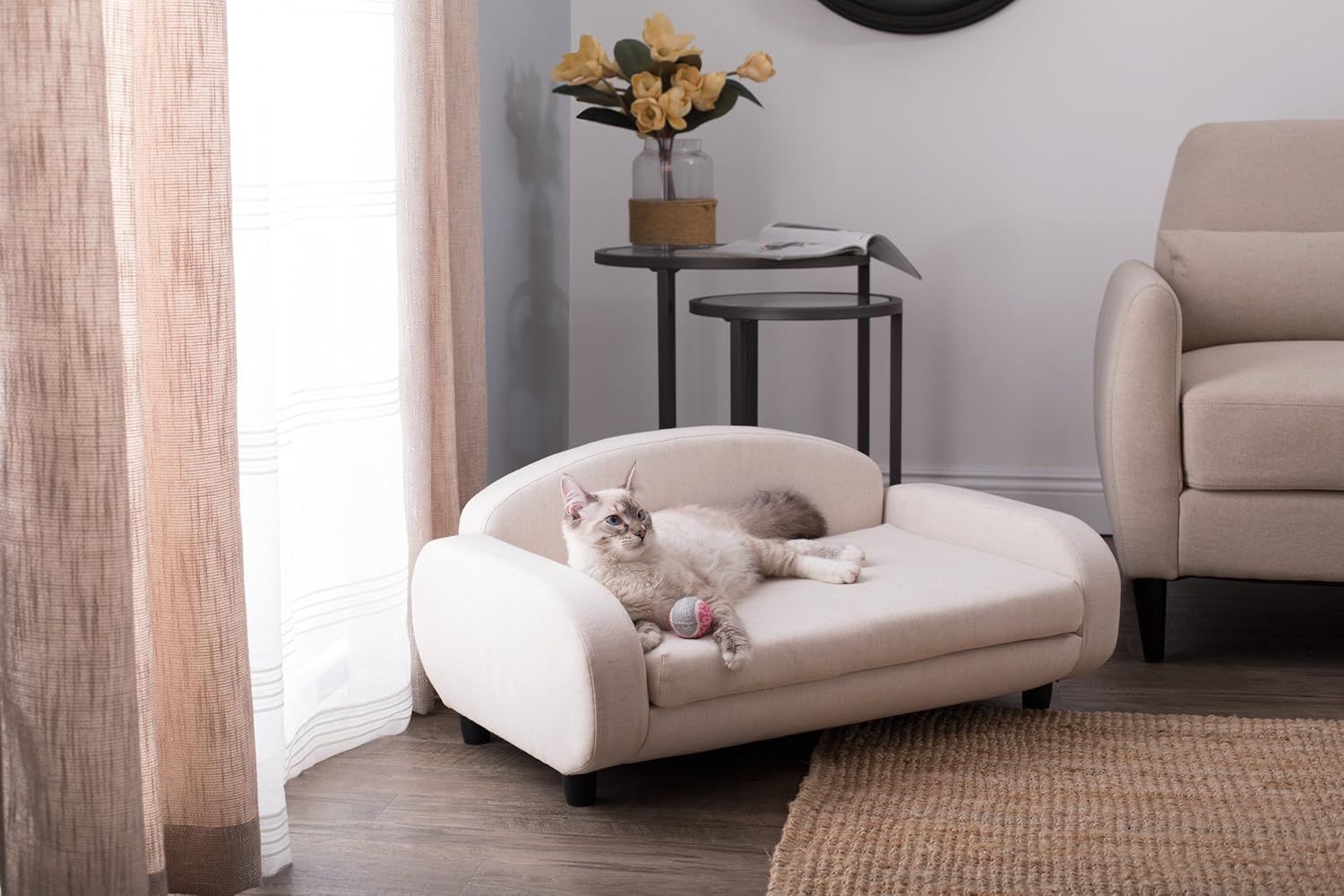 Paws & Purrs Pet Upholstered Sofa Bed, Oatmeal : Pet Supplies