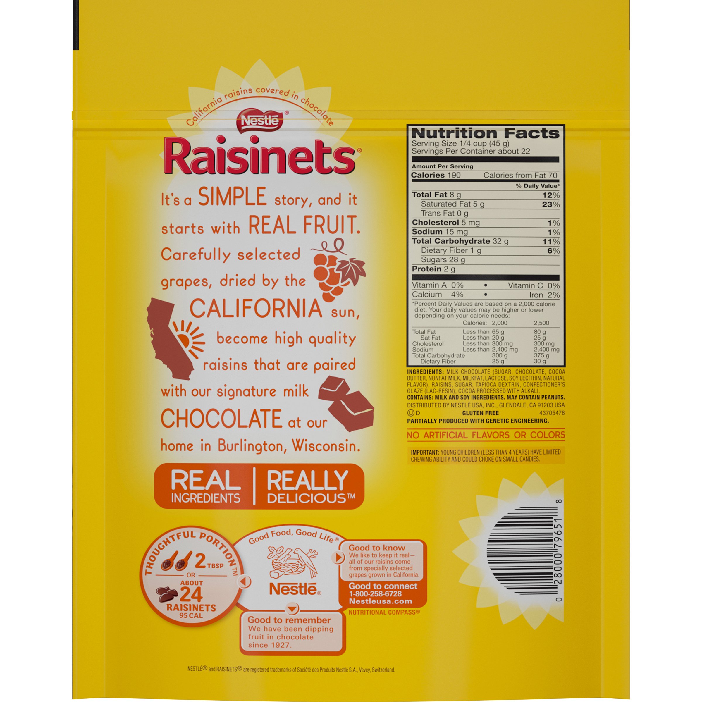 Milk Chocolate Covered Raisin Candy, Large Resealable Bag, 36