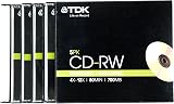 TDK T18791 CD-RW 700MB 80min 4X-12X Speed ReWritable Disc - 5 Pack Slim Jewel view 3