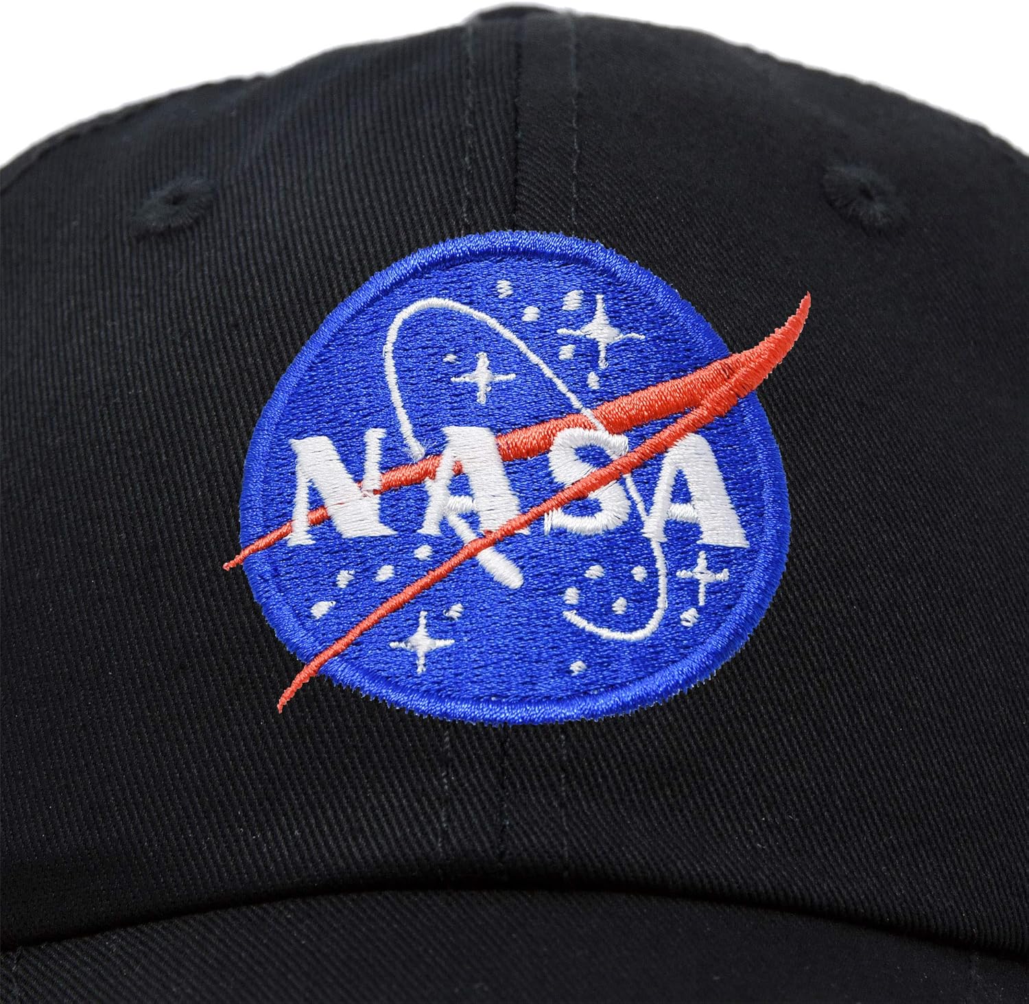 DALIX NASA Hat Soft Baseball Cap Embroidered Space Meatball Logo in Black: Clothing