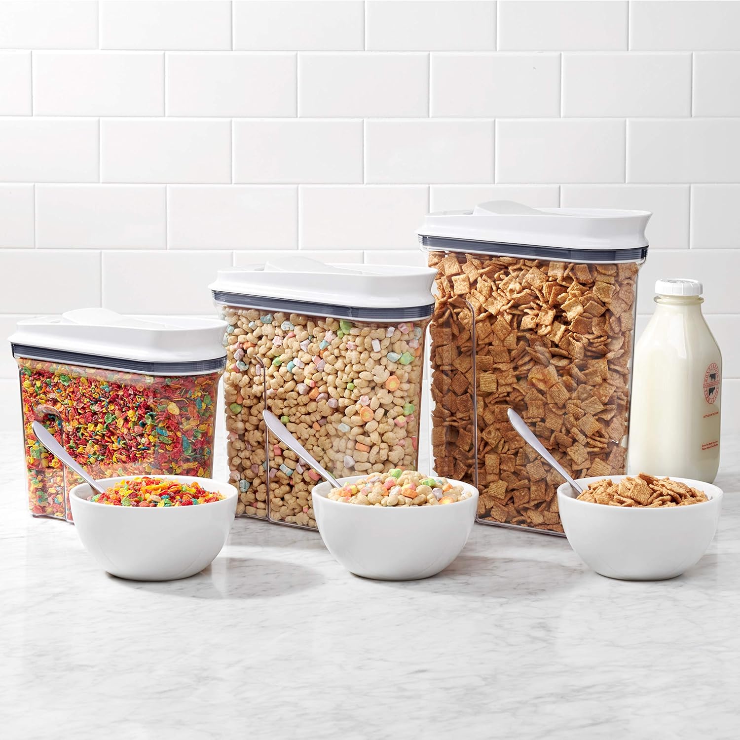 OXO Good Grips 3-Piece Airtight POP Cereal Dispenser Set, Clear, 3 Piece Cereal Set: Kitchen & Dining