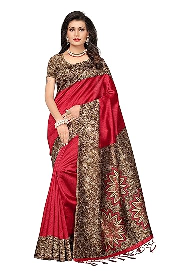 Womens Mysore Silk Printed Kalamkari Sarees with Tassles