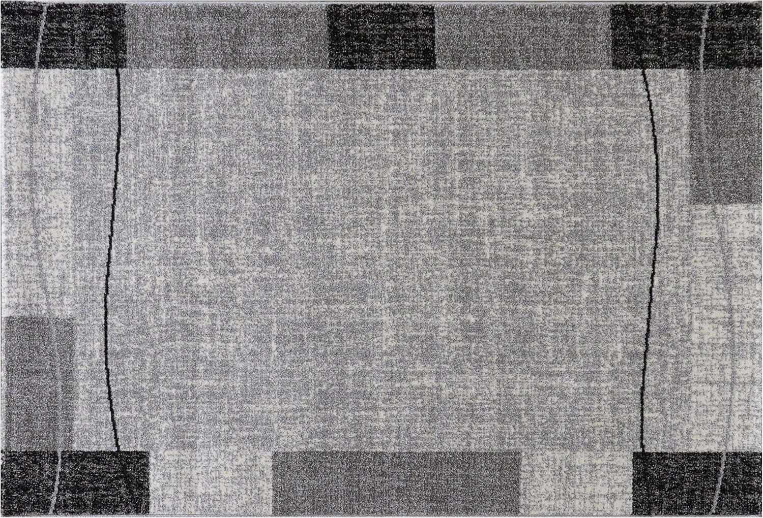 Mynes Home UK Grey Rug Geometric Pattern Living Room Bedroom Modern
