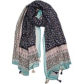 YOUR SMILE Large Boho Scarf for Women Lightweight Floral Printed Scarves Fall Winter Fashion Fringed Shawl wraps