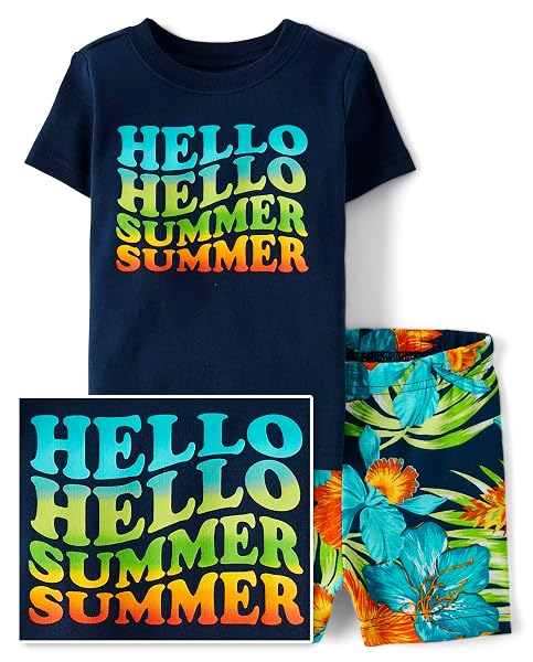 THE CHILDREN’S PLACE,BABY BOYS,AND TODDLER SHORT SLEEVE TOP AND SHORTS SNUG FIT 100% COTTON 2 PIECE PAJAMA SET