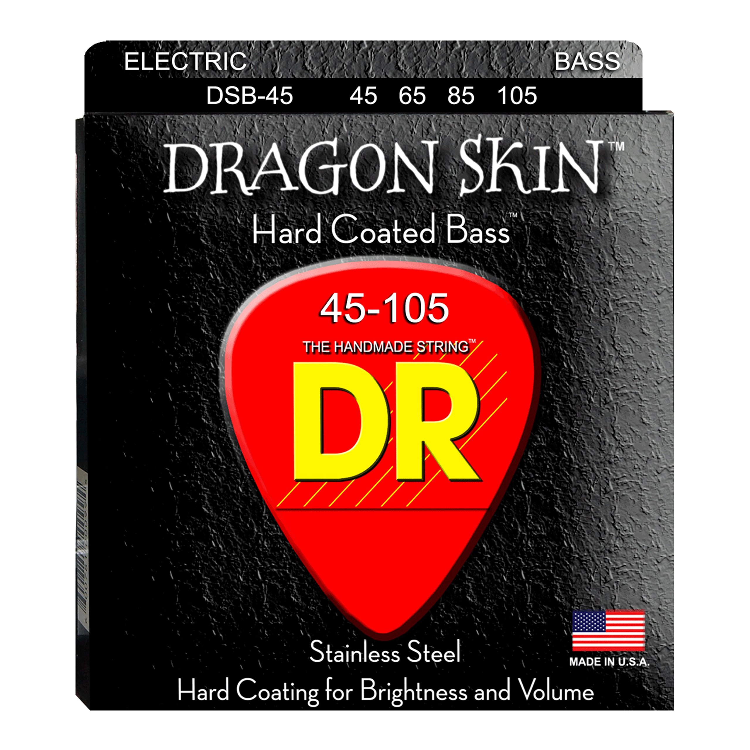 DR Strings DSB45 DRAGON SKIN - CLEAR Coated Bass Strings: Medium 45-105