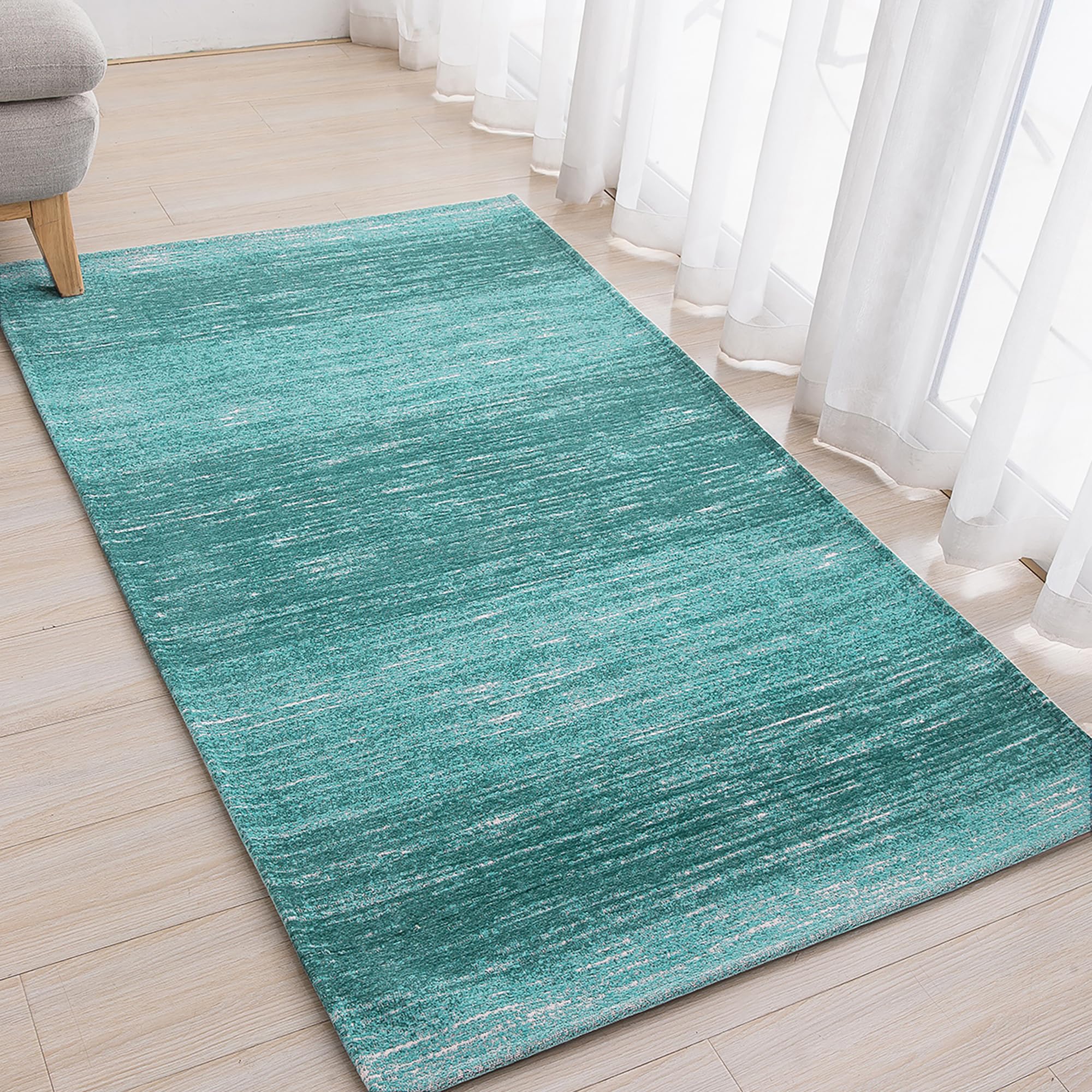 AMIDA Area Rugs 3'×5' Modern Abstract Home Living Decor Carpet Mat Non-Slip Floor Mat-Durable No Fade No Shag Washable Carpet Rug for Kitchen/Bed Room/Patio/Balcony Indoor Outdoors,Sea Blue