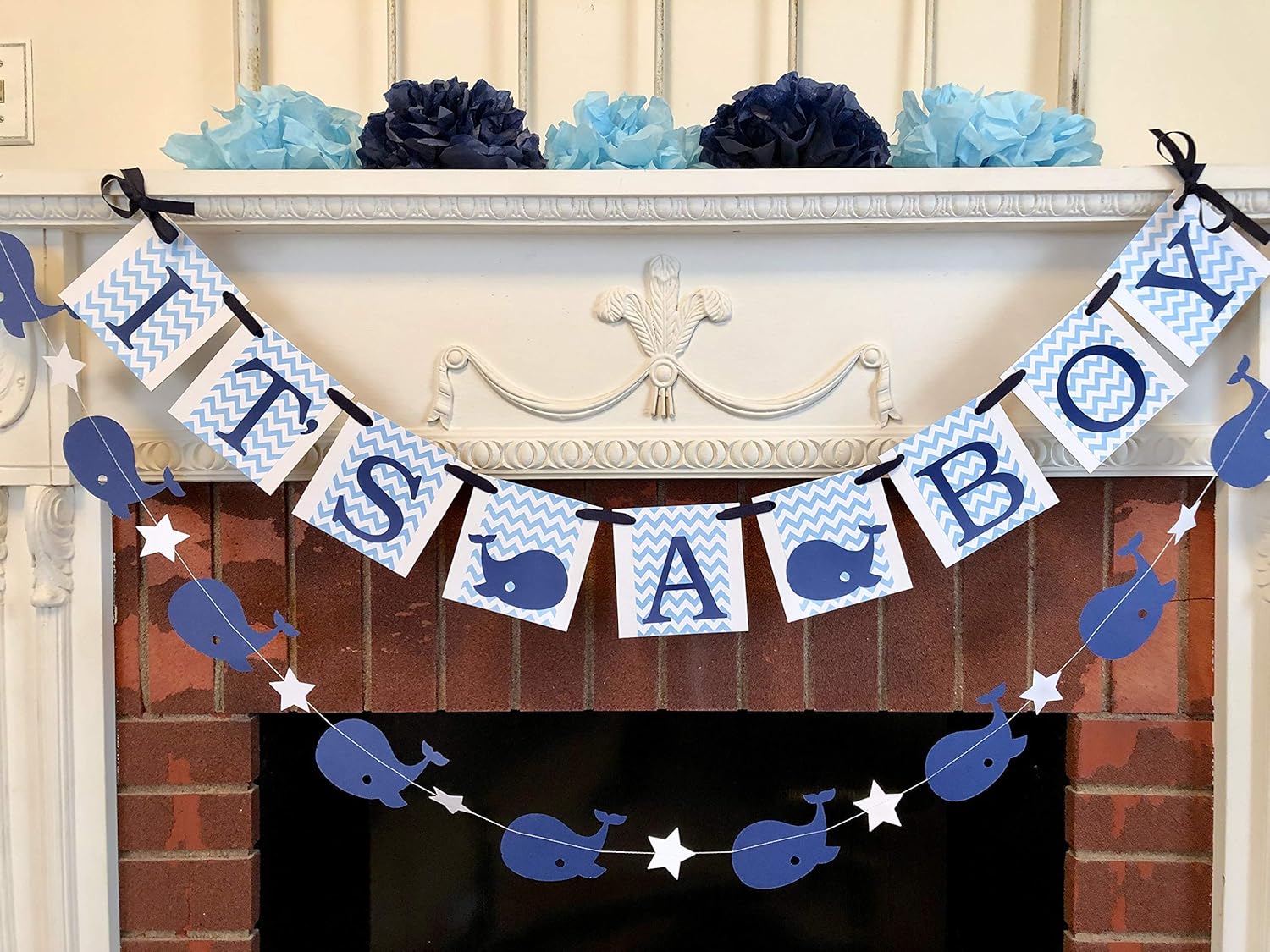 Amazon Com Whale Baby Shower Decorations Navy Blue And Light