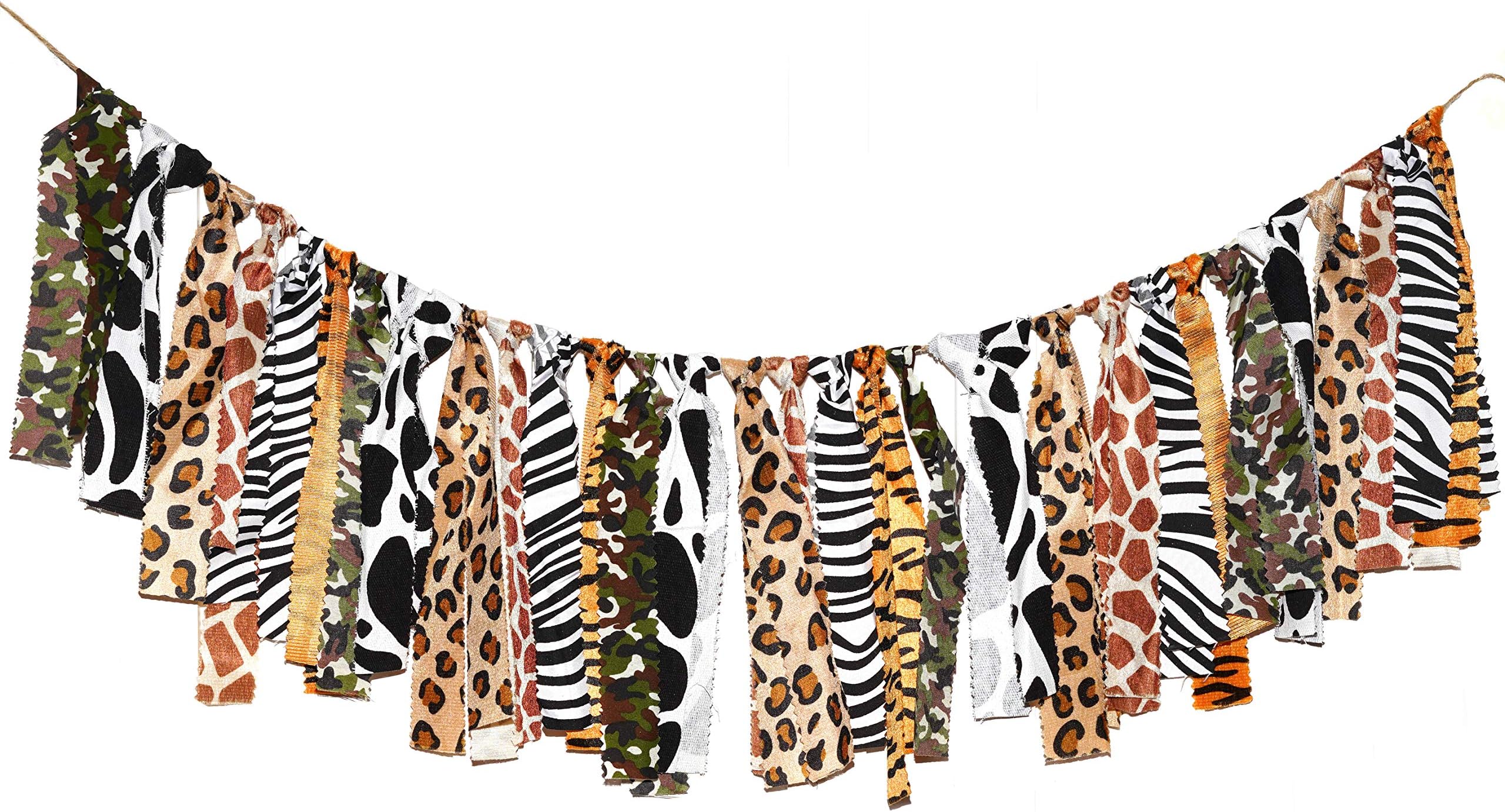 Jungle Safari High-Chair Banner Party Supplies - African Zoo Animal Wild One Birthday Baby Shower Party Banners Supplies Photo Booth Backdrop Props Decorations
