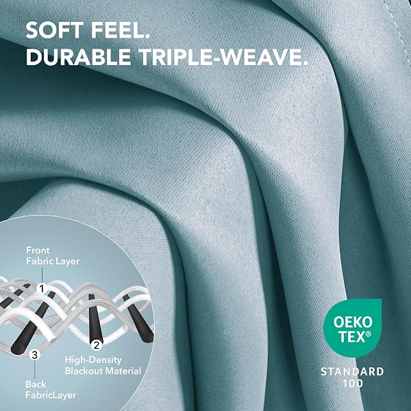 DECONOVO BLACKOUT CURTAINS FOR BEDROOM, THERMAL INSULATED ROOM DARKENING GROMMET WINDOW DRAPES, SKY BLUE, 52W X 84L INCH, PACK OF 2 FOR LIVING ROOM & NURSERY PRIVACY PANELS
