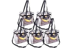 VINYLPAC Stadium Approved Vinyl Clear Bag 12x12x6" Transparent Tote with Double Zipper, Adjustable Removable Shoulder Strap