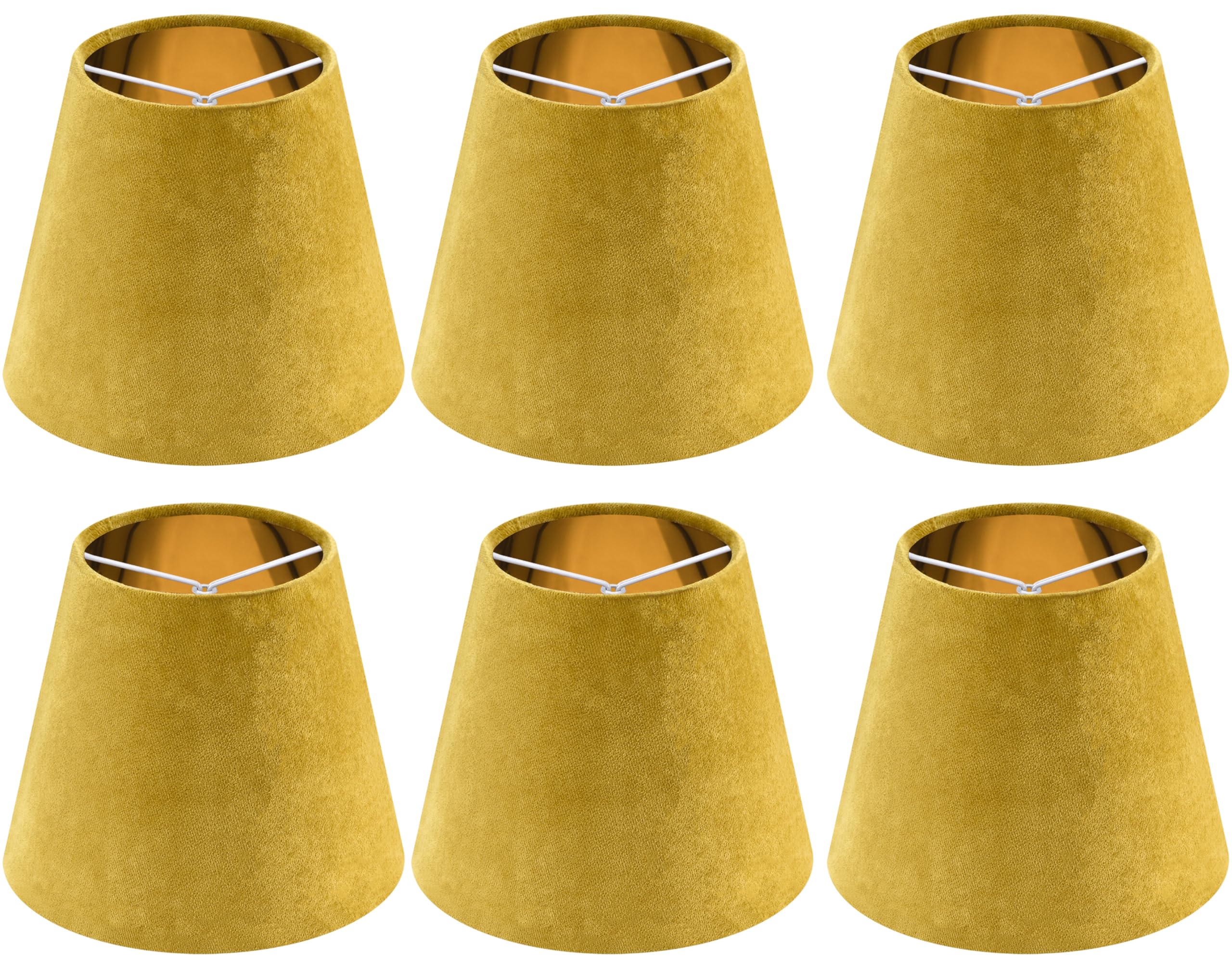 Photo 1 of Sand-yellow Velvet Chandelier Lamp Shades Set of 6 Small Clip on Lamp Shade,4 x 6 x 5in, Modern Bell Lamp Shades for Small Table,Desk Lamps,Pendant Lights, Mini Lamps Shades in Hand Crafted - By GO&SO
