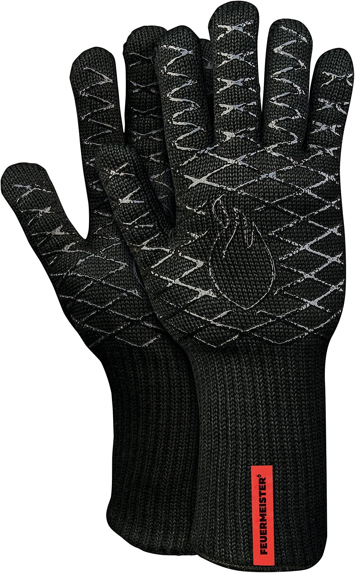 Feuermeister Premium BBQ glove, size 10 / set of two / EN 407 certified / heat-resistant to 500 °C / made from top-quality aramid/Nomex fibres / extra-long for baking, cooking and barbecuing