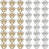 Okllen 48 Pieces Small Crown Brooches, Silver Gold Crown Pins, Fashion Rhinestone Brooch Pins for Women, Men, Lapel, Sashes, Wedding
