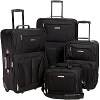 Rockland Journey Softside Upright Luggage Set, Black, 4-Piece (14/19/24/28)