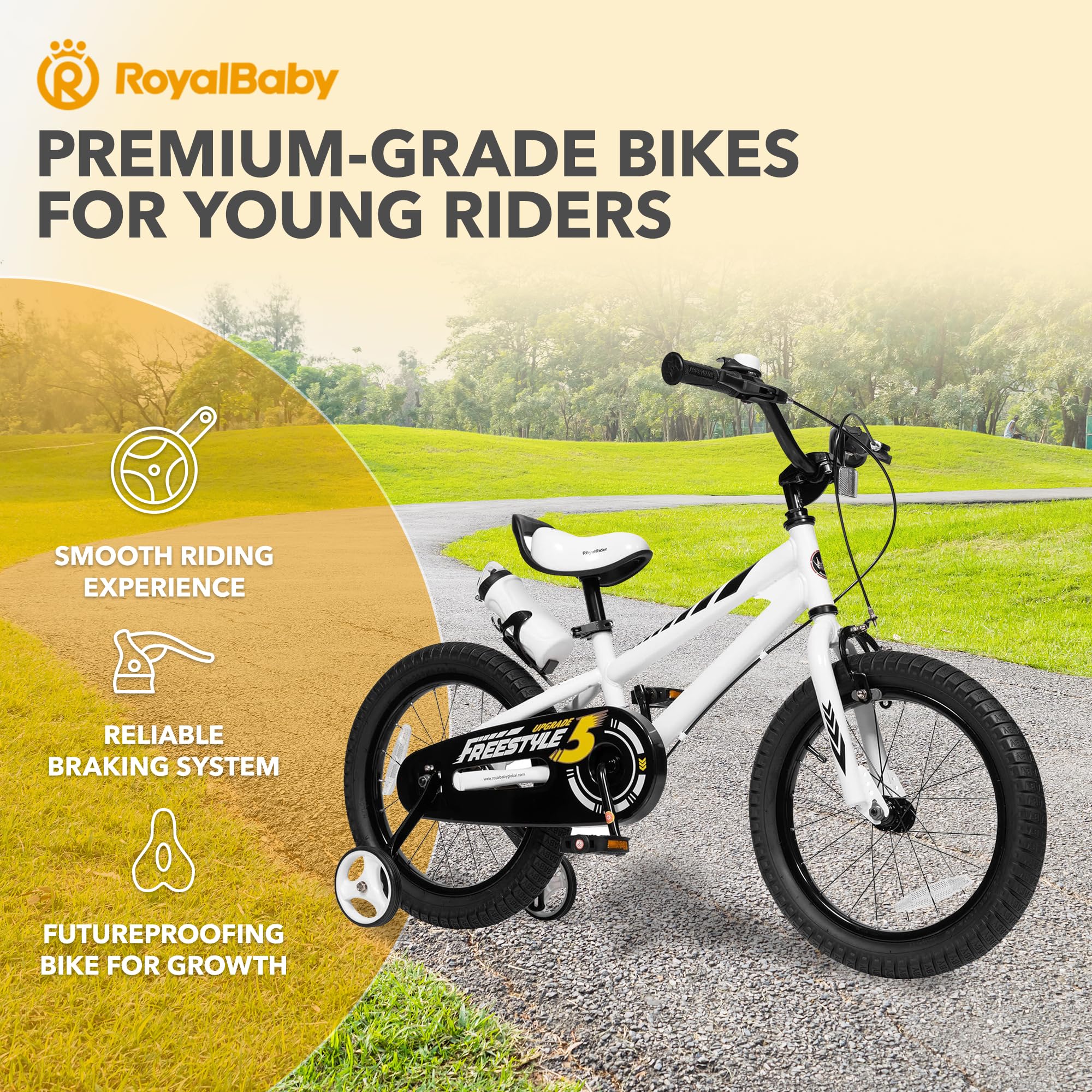 RoyalBaby Kids Bike, EZ Balance to Pedal, Dual Handbrake, 12-20 Inch | Ages 3-10 Years | Convertible Balance to Pedal Design | For Toddlers Boys Girls