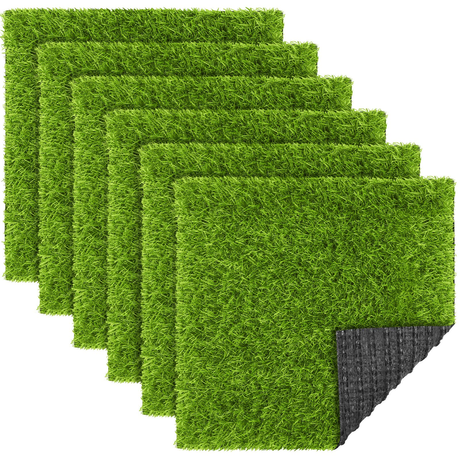 Photo 1 of TURSTIN 6 Packs Artificial Grass Square Mat 12 x 12 Inch Fake Grass Turf Patch with Drainage Hole Synthetic Garden Grass Tiles Realistic Grass Rug for DIY Indoor Outdoor