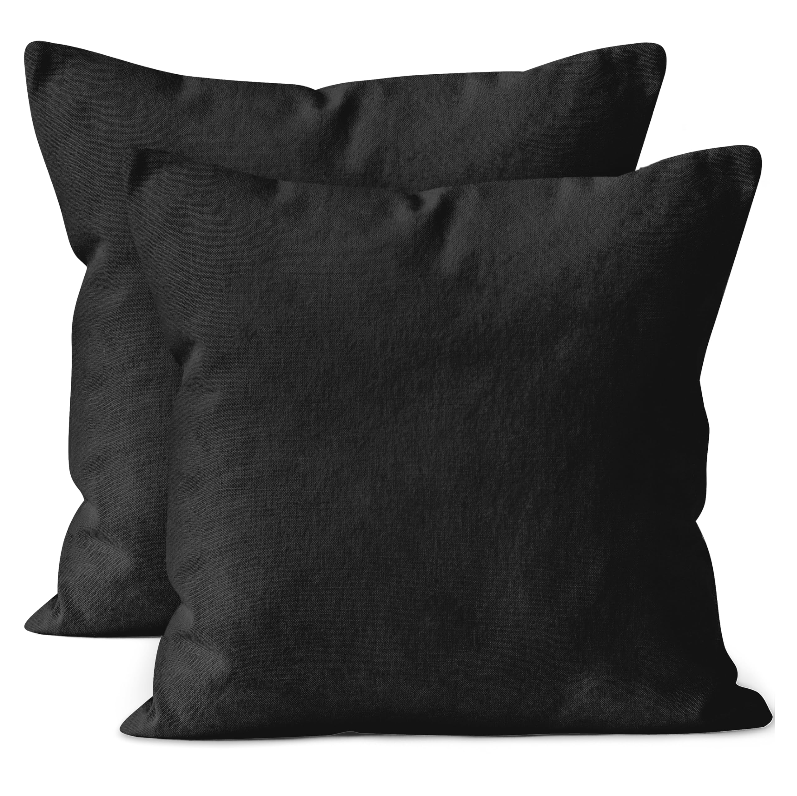 Photo 1 of Encasa XO Throw Pillow Covers 16x16 in Set of 2 Jet Black | No Inserts | Cotton Pillow Covers for Living Room, Bed, Sofa, Couch | Decorative Cushion Covers with Improved Zippers