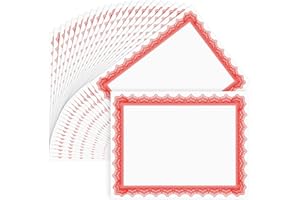 50 Sheets Red & White Certificate Papers, Letter Size 8.5x11, for Printing, Diploma Paper, Award, Document Cardstock Paper, 