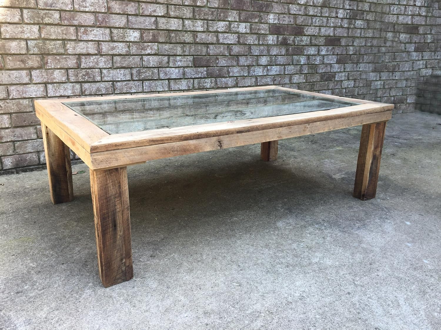 Amazon Com Barnwood Coffee Table With Glass Top Coffee Table