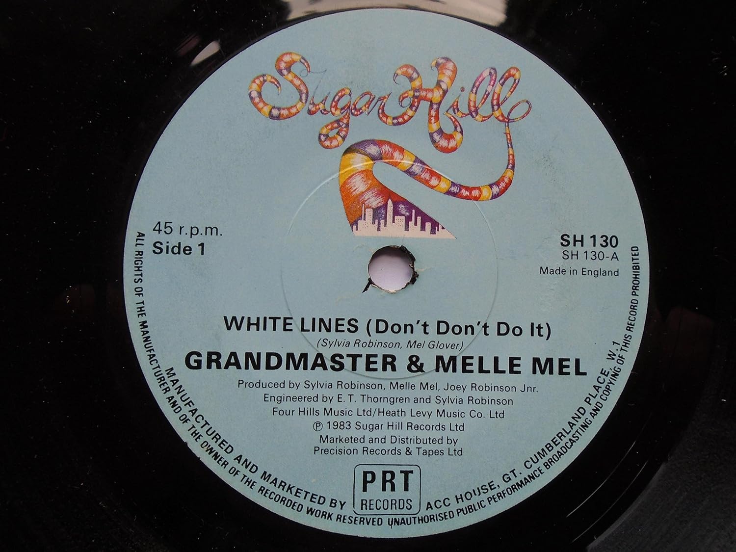 Grandmaster Melle Mel White Lines Don't Do It 7" Sugar Hill SH130 EX