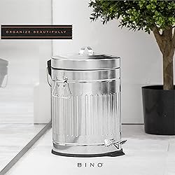 BINO Round Step Trash Can with Lids, Stainless