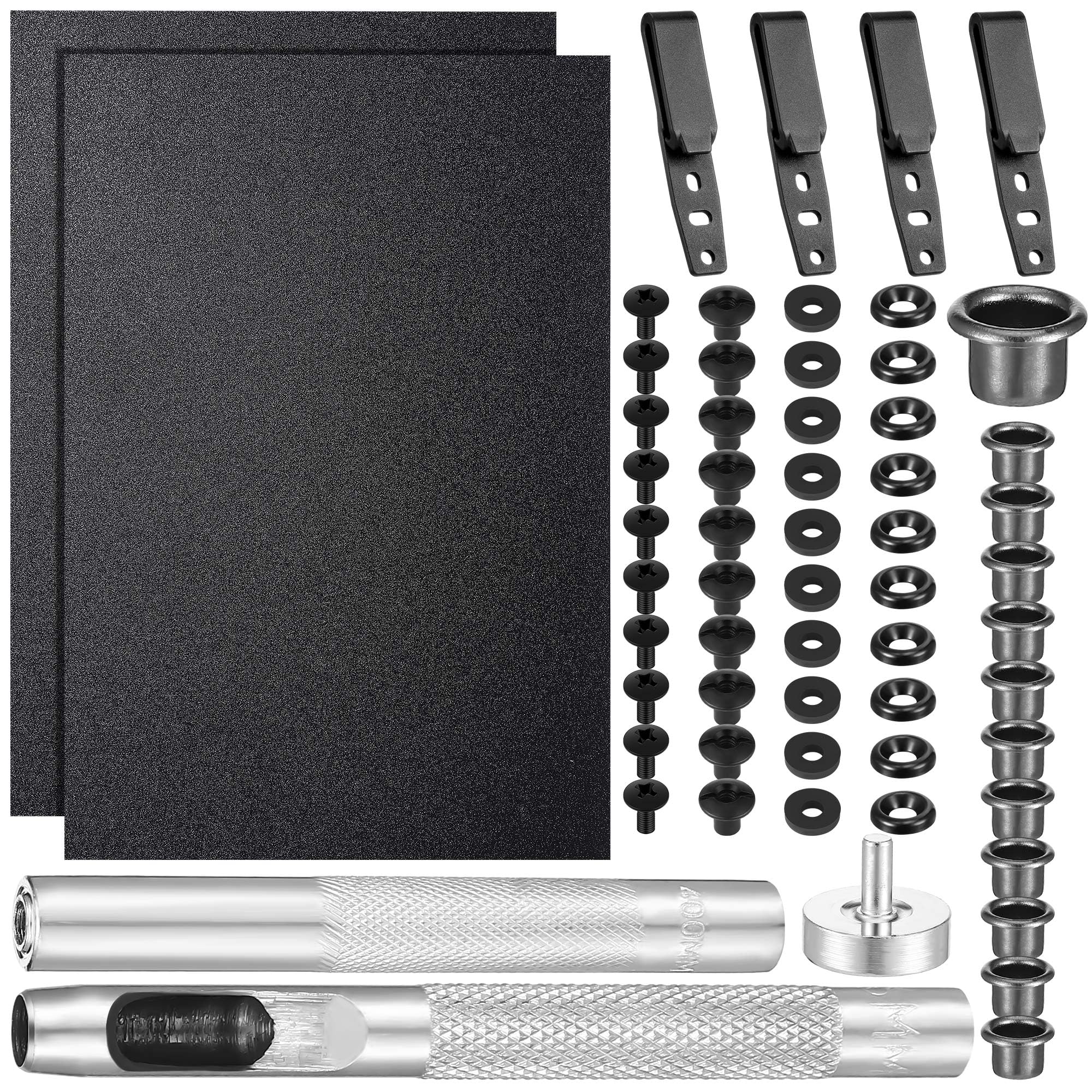 Photo 1 of Lanties 91 Pcs DIY Holster Kit Include Eyelet Hand Setter & Eyelet Combo Thermoform Sheet Holster Belt Clip with Screws Molle Clips Attachments for Making Knife Sheath Keel Guard