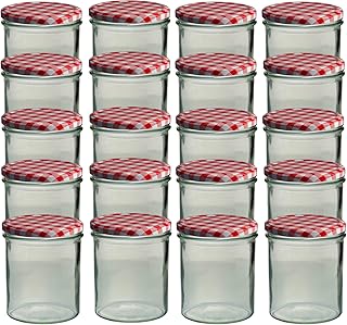 20 Sturzgläser 350 ml Marmeladengläser Einmachgläser Einweckgläser To 82 Rot Kariert