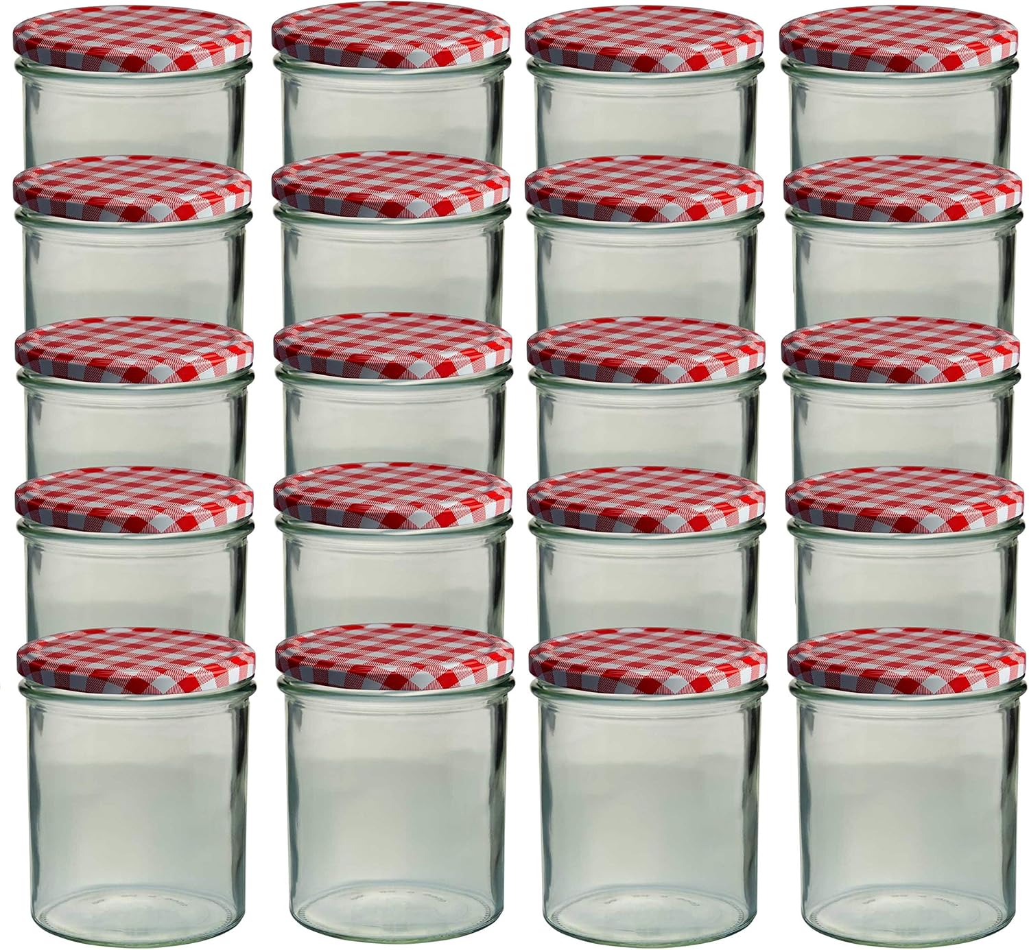 20 Sturzgläser 350 ml Marmeladengläser Einmachgläser Einweckgläser To 82 Rot Kariert