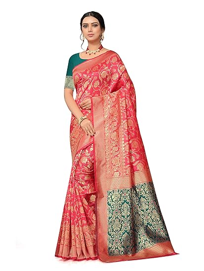 Shiv Textiles Womans Banarasi Silk Saree With UnStich Blouse(BA_45)